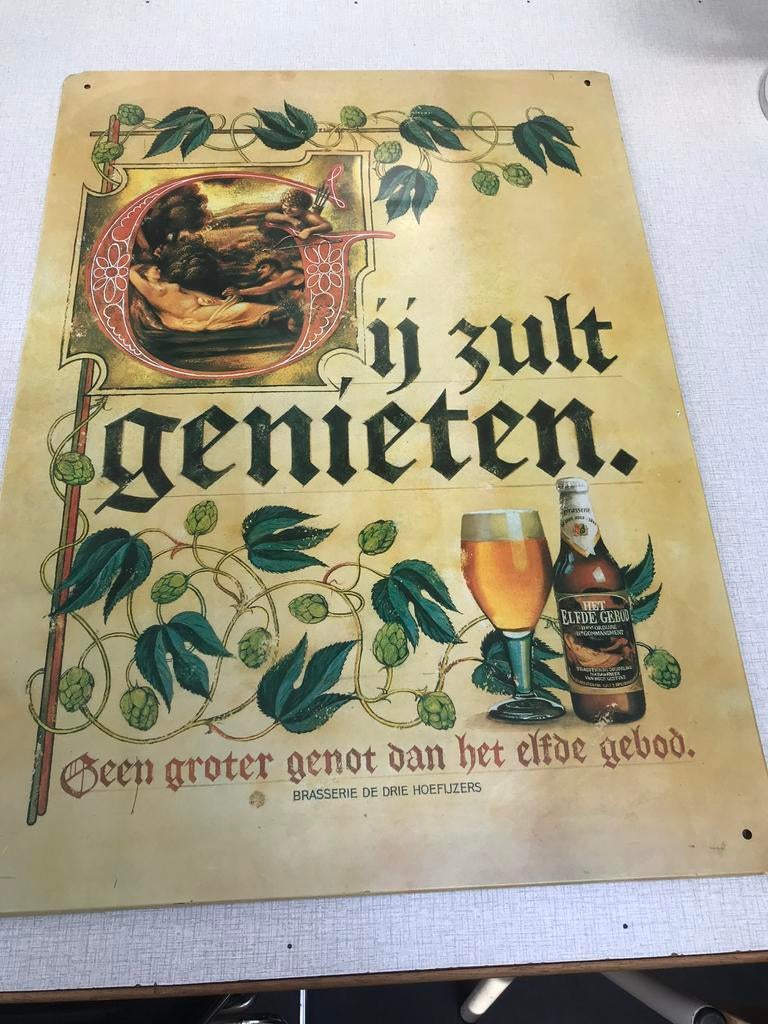 Groot vintage reclamebord het elfde gebod, Ophalen of Verzenden, Zo goed als nieuw, Reclamebord