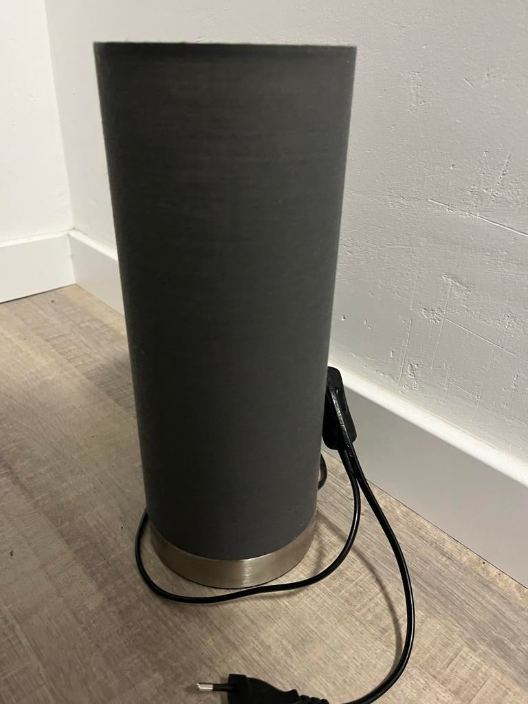 2 Leenbakker nachtlampjes - Grijs stoffen tafellamp, Ophalen of Verzenden, Gebruikt, Stof, Minder dan 50 cm