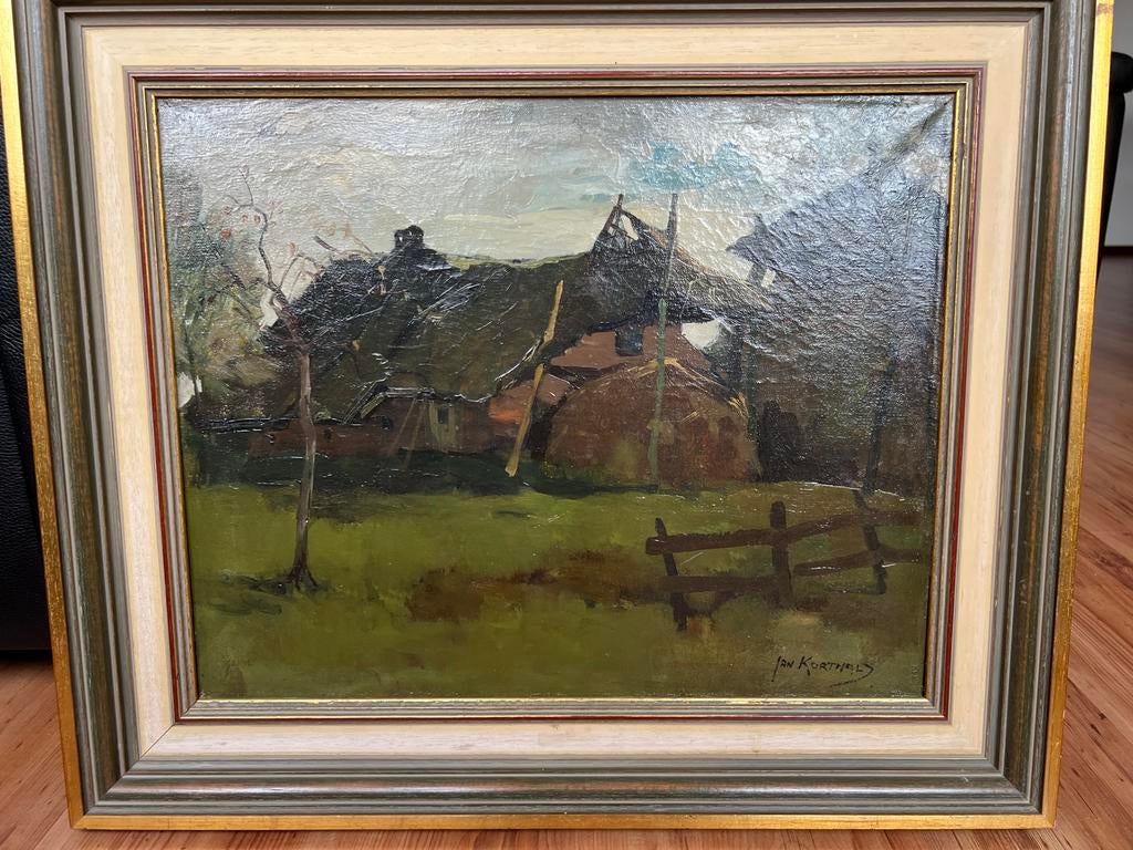 Sfeervol Landschap met Boerderij - Jan Korthals (64x54cm), Ophalen