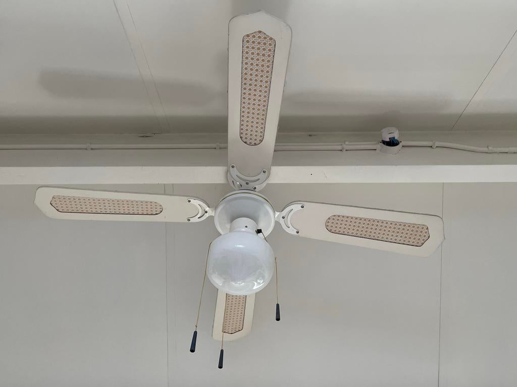 Plafondlamp met ventilator, Huis en Inrichting, Lampen | Plafondlampen, Ophalen of Verzenden, Gebruikt, Glas