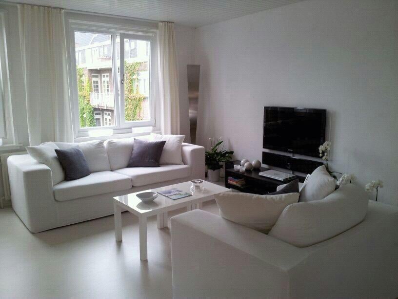 Loungebank met 2 Love Seats - WIT - Jan des Bouvrie Stijl, Ophalen, Gebruikt, 75 tot 100 cm, Rechte bank