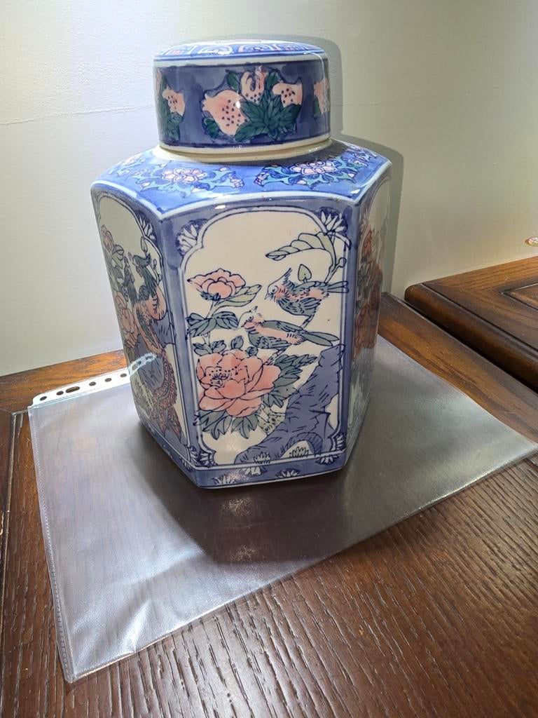 Stenen pot met decoratieve beschildering, Ophalen of Verzenden