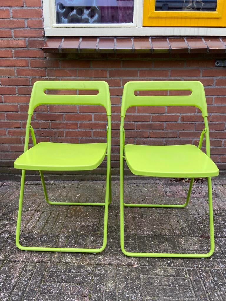 Twee lime-groene Ikea klapstoelen, Ophalen, Zo goed als nieuw, Overige kleuren, Twee