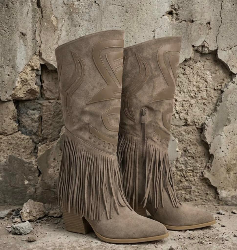 Fringle Western Khaki boots maat 37, Kleding | Dames, Schoenen, Nieuw, Hoge laarzen, Bruin, Ophalen of Verzenden