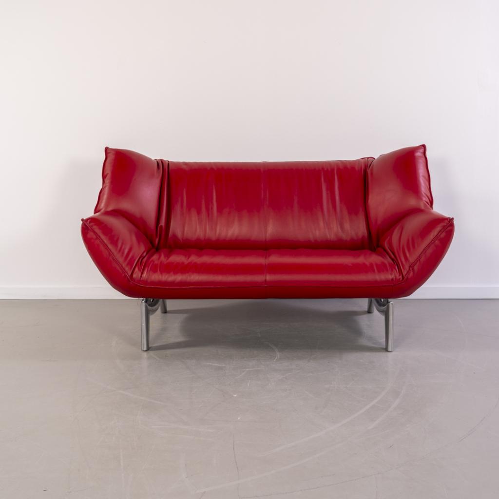 ACTIE!! 2x Leolux Tango 2-zits/192cm Bank Rood - Gepolijst