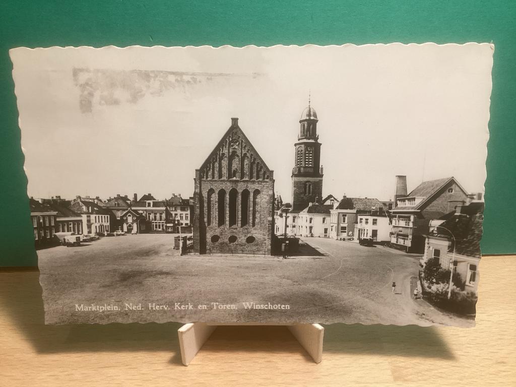 Marktplein, Herv. Kerk en Toren, Winschoten.   805, Ophalen of Verzenden, Voor 1920, Gelopen, Groningen