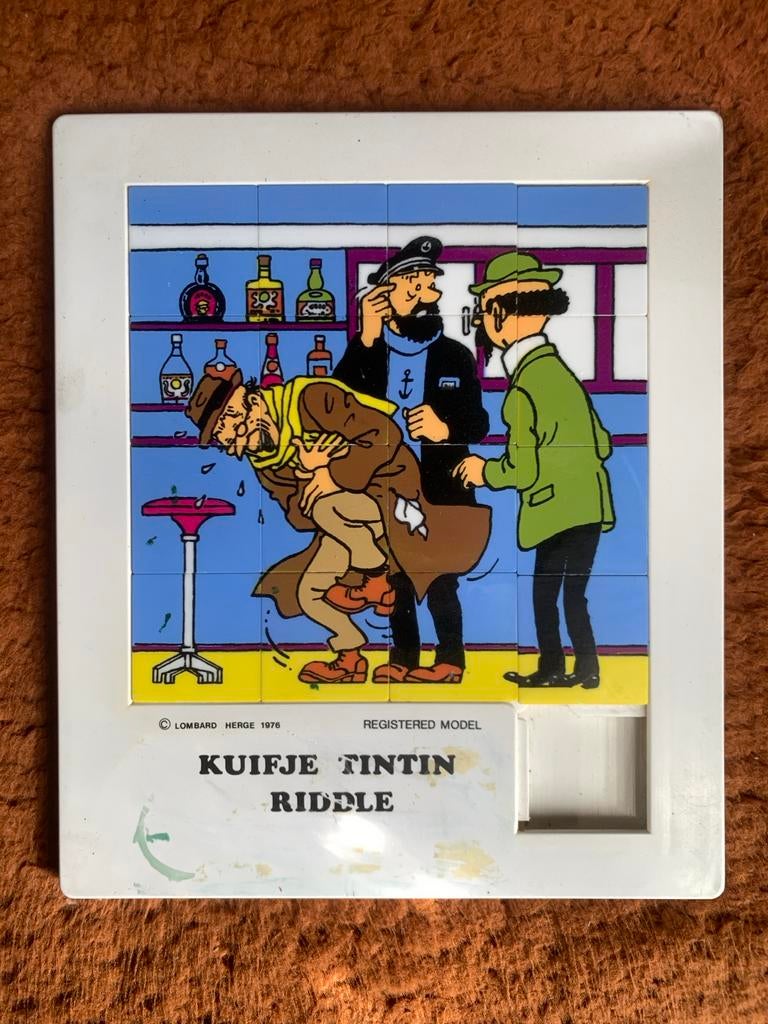 Vintage Kuifje Schuifpuzzel - Kapitein Haddock & Jansen, Ophalen of Verzenden, Kuifje, Gebruikt