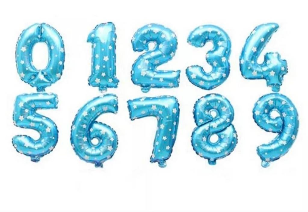 28x cijfer folie ballonnen * blauw ster, Hobby en Vrije tijd, Ophalen of Verzenden, Nieuw, Versiering, Verjaardag