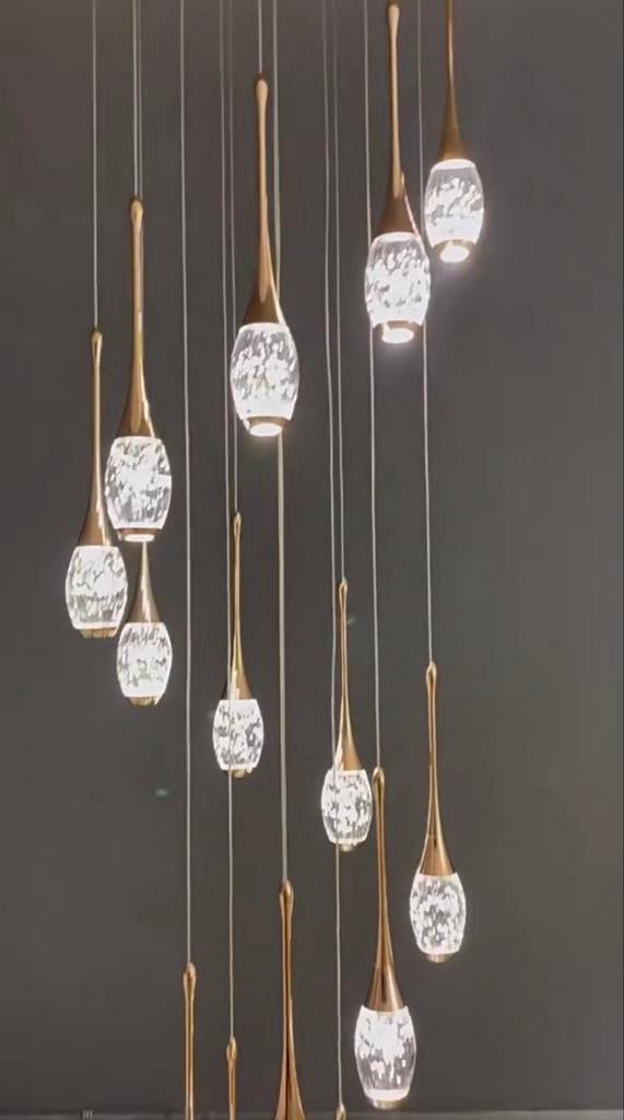 Moderne hanglamp, 20 lampen, dimbaar, verstelbaar tot 350cm, Ophalen of Verzenden, Nieuw, Metaal, 75 cm of meer