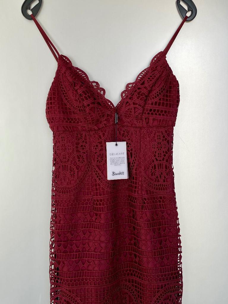 J593 Nieuw: Bardot mt 34=XS jurk feest jurkje cocktail gala, Nieuw, Ophalen of Verzenden, Knielengte, Bardot