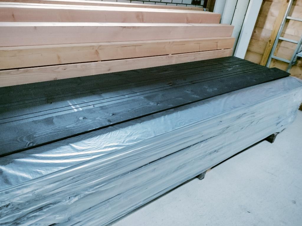 Potdekselplanken / Zweeds Rabat 2 x zwart gespoten, Tuin en Terras, Palen, Balken en Planken, Ophalen of Verzenden, Nieuw, 250 cm of meer