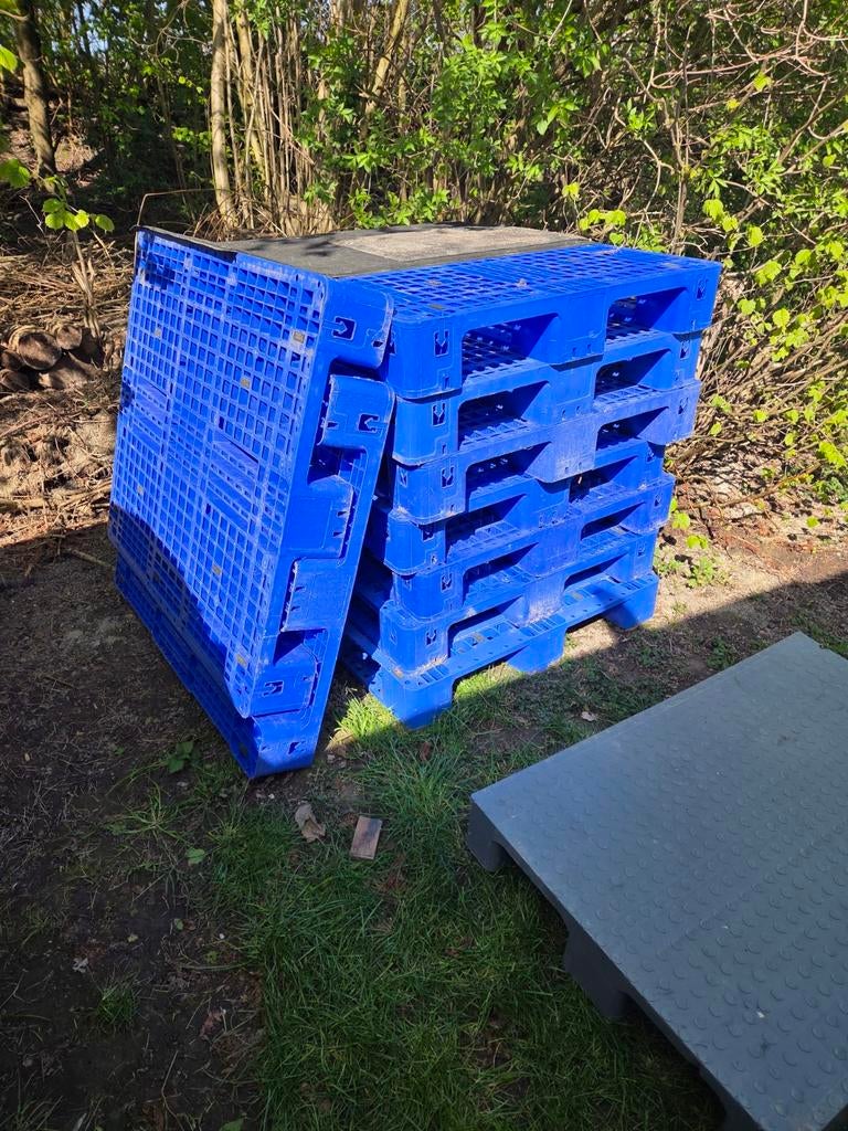 Blauwe kunststof pallets, 9 stuks, Ophalen
