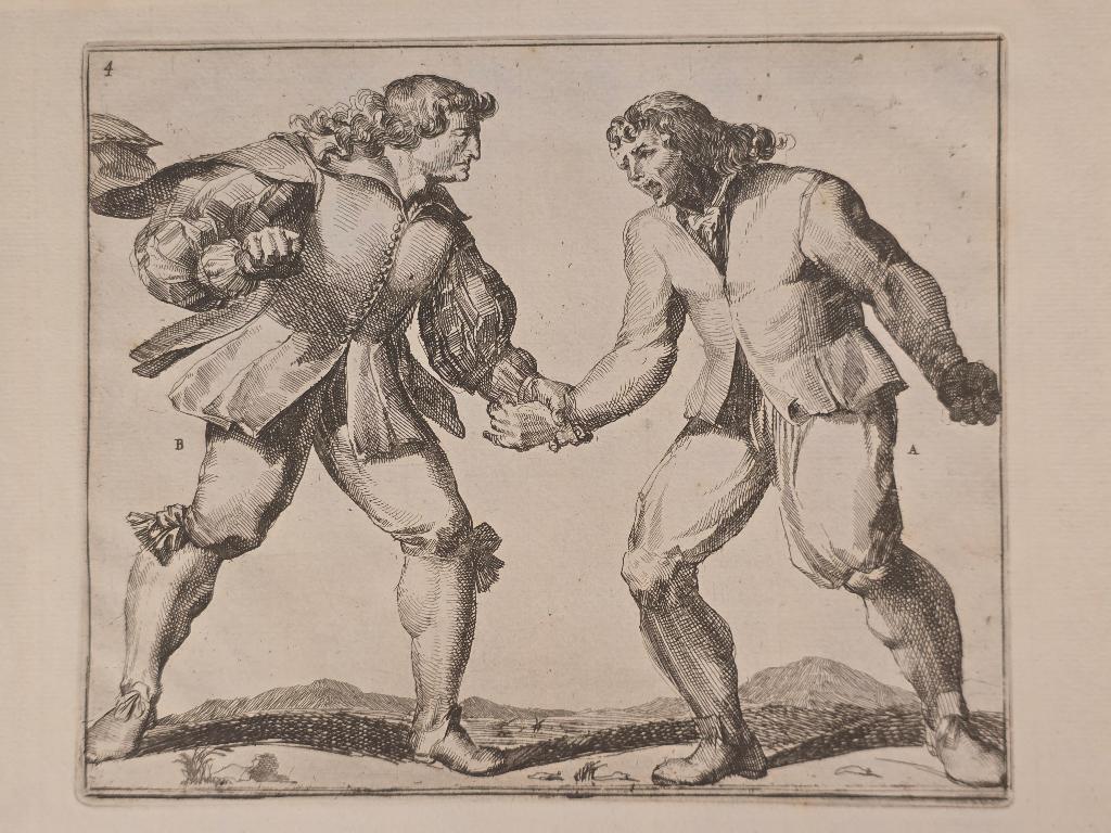 de Hooge - Onderrichtinge der Voortreffelijcke Worstel-Konst, Ets, Militair, Origineel, 1600 - 1699
