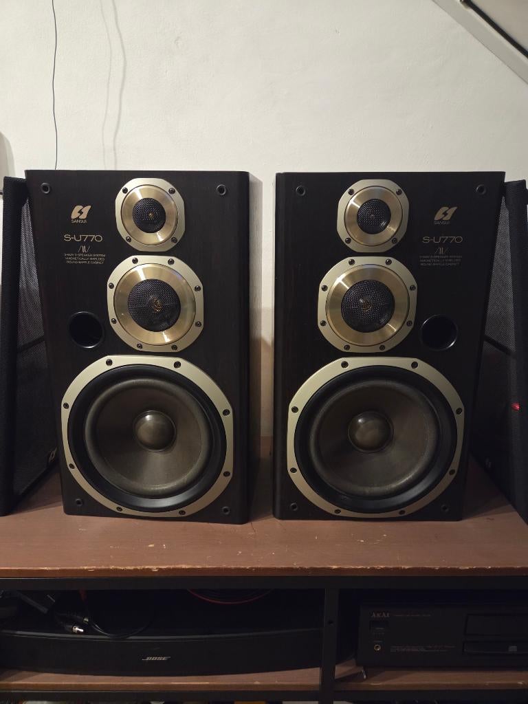 Sansui S-U770 3 weg speaker vintage, Audio, Tv en Foto, Luidsprekers, Zo goed als nieuw, 60 tot 120 watt, Front, Rear of Stereo speakers