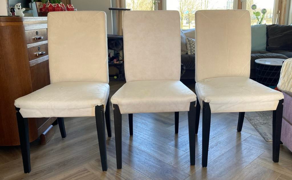 3 ikea Henriksdal eetkamerstoelen met nieuwe hoezen., Ophalen, Gebruikt, Blauw, Drie