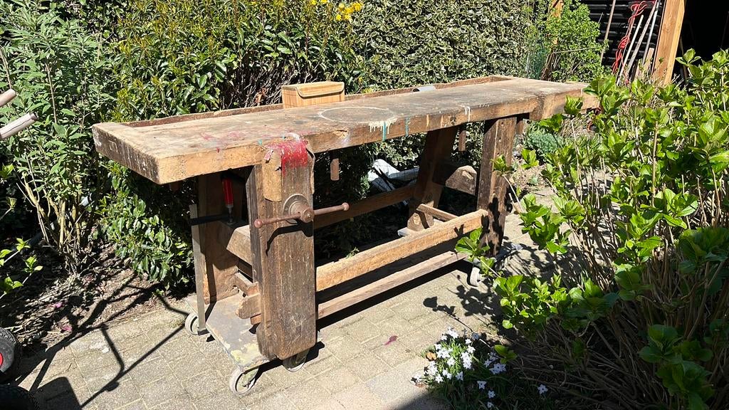 Houten werkbank., Doe-het-zelf en Verbouw, Werkbanken, Ophalen, 170 cm of meer, Bankschroef