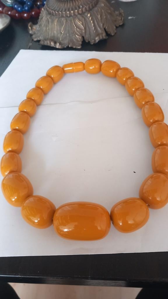 Grote Art Deco Bakelieten Ketting met Oplopende Kralen, Sieraden, Tassen en Uiterlijk, Kettingen, Ophalen of Verzenden, Gebruikt