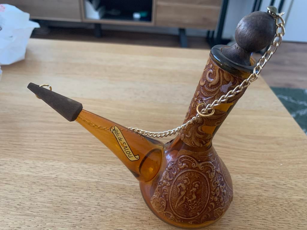 Vintage Spaanse porrón , glazen wijnkaraf, Antiek en Kunst, Ophalen of Verzenden