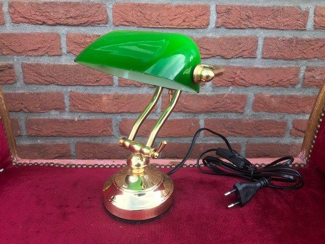 fraaie kleine bankiers lamp, zgan, Ophalen of Verzenden, Zo goed als nieuw, Glas, Minder dan 50 cm