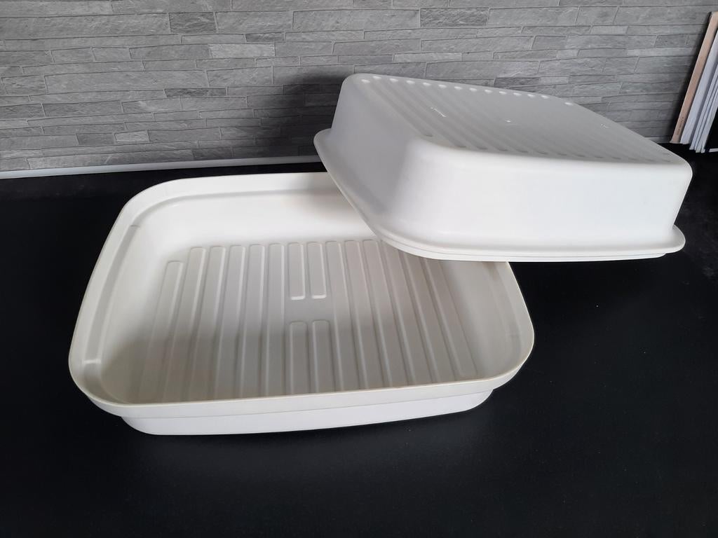 Tupperware grote brooddoos bakkersdoos bewaardoos vintage, Huis en Inrichting, Keuken | Tupperware, Gebruikt, Bus of Trommel, Geel