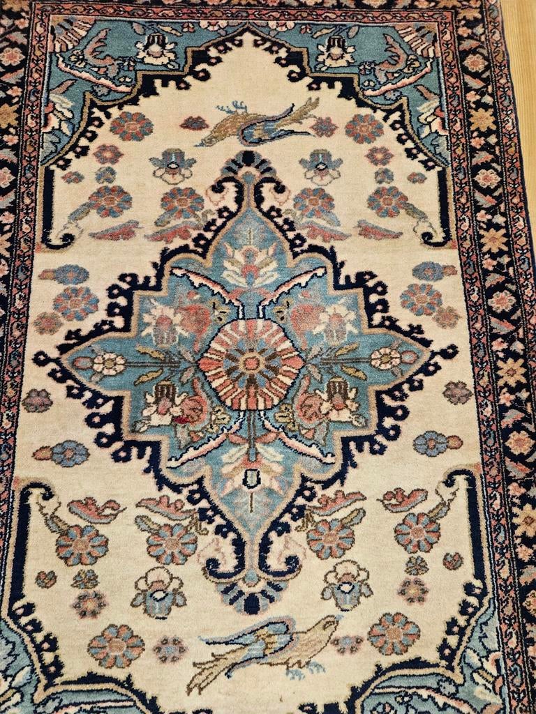 Vintage handgeknoopt perzisch tapijt tafresh 123x78, Info@SlatsAntiek.nl, 100 tot 150 cm, Perzisch, Rechthoekig