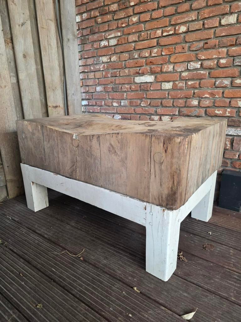 Robuust antiek slagersblok / hakblok - gaaf!, Ophalen of Verzenden