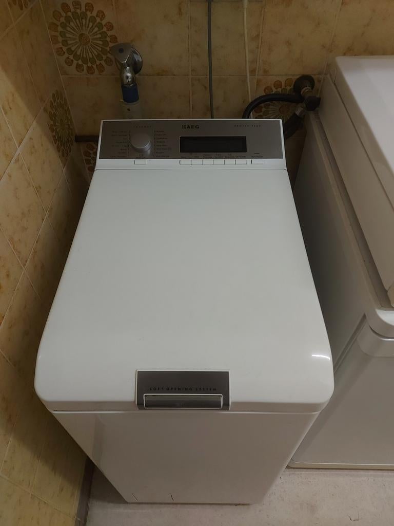 AEG Protex Plus wasmachine bovenlader, Witgoed en Apparatuur, Ophalen, 1200 tot 1600 toeren, 85 tot 90 cm