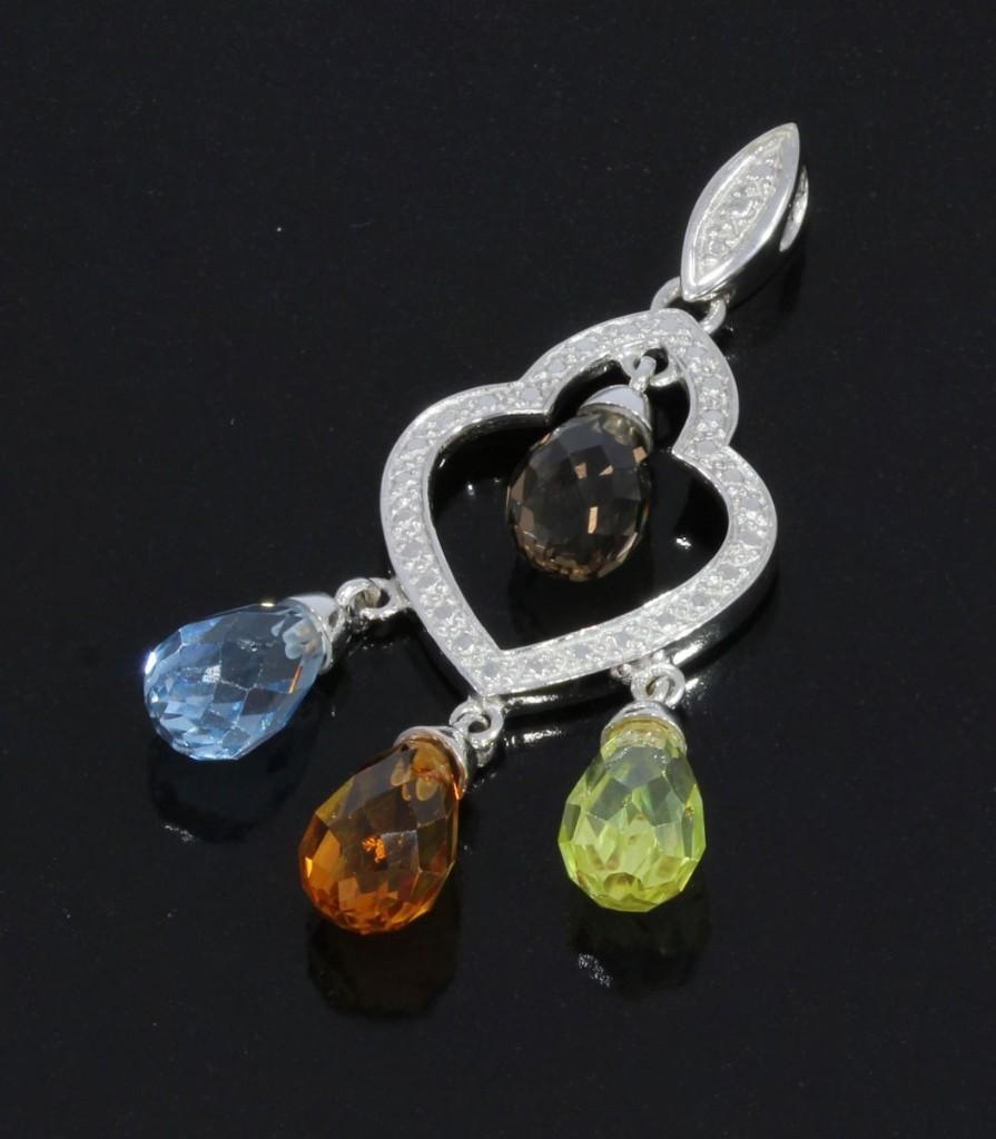 Topaas citrien kwarts spinel luxe 14k gouden ketting hanger, Voordeelsieraden, Verzenden, Zo goed als nieuw, Met edelsteen