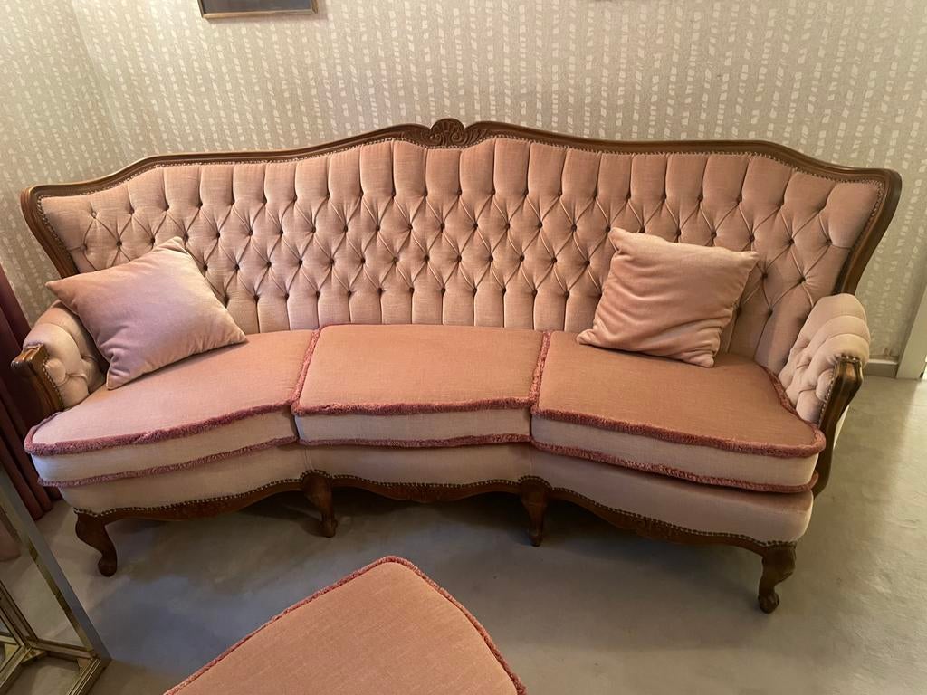 Roze bank fauteuils vintage barok queen ann mohair boudoir, Ophalen of Verzenden, Nieuw
