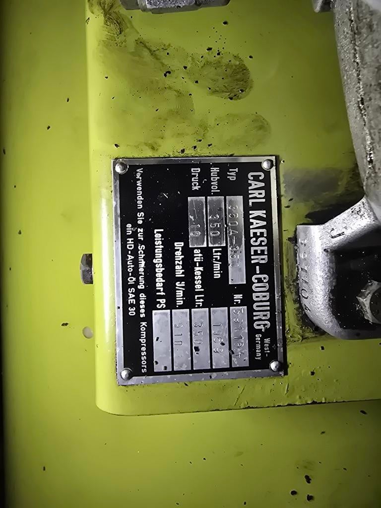 Gebruikt goedwerkende carl kaeser- coburg compressor, 100 liter of meer, Ophalen of Verzenden, Gebruikt
