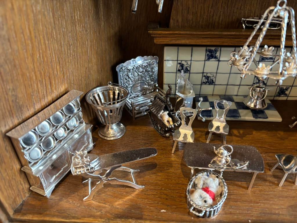 Zilveren miniaturen poppenhuis antiek miniatuur zilver, Antiek en Kunst, Antiek | Goud en Zilver, Verzenden, Zilver
