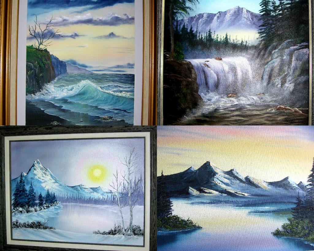 Olieverf schilderijen Bob Ross stijl, Antiek en Kunst, Ophalen