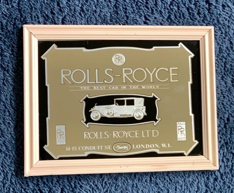 Vintage Rolls-Royce reclame spiegel, Minder dan 50 cm, Gebruikt, Ophalen of Verzenden, Minder dan 100 cm