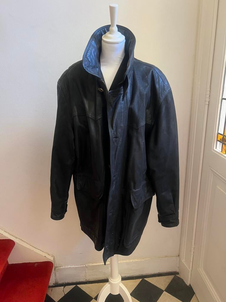 Yves Saint Laurent leren heren jas, Kleding | Heren, Jassen | Winter, Maat 48/50 (M), Zwart, Ophalen