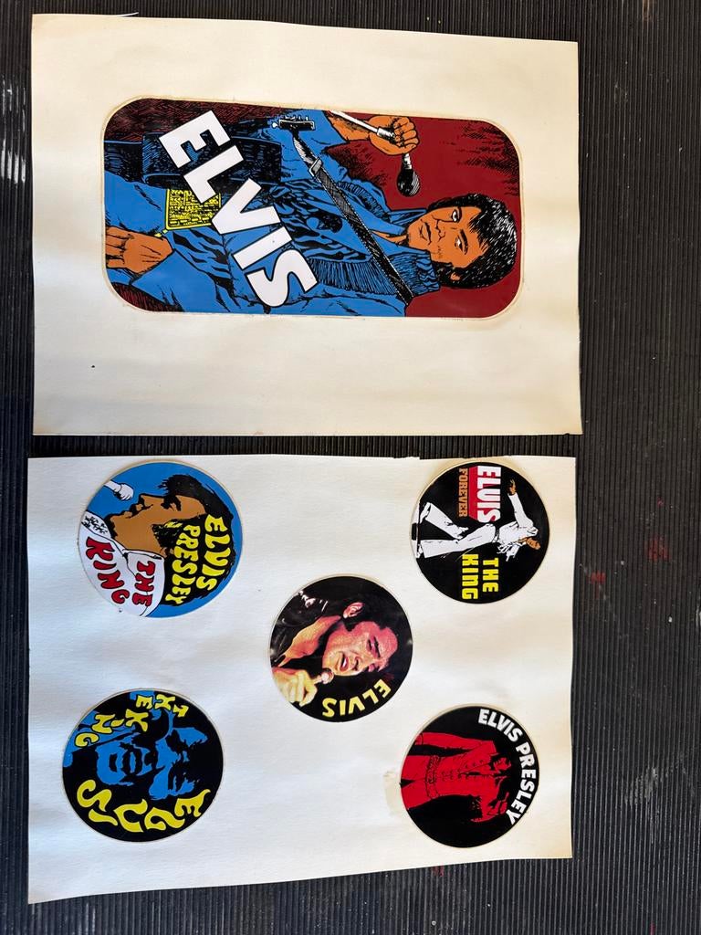 Originele Elvis Presley stickers uit plakboek, Ophalen, Gebruikt, Meerdere stickers