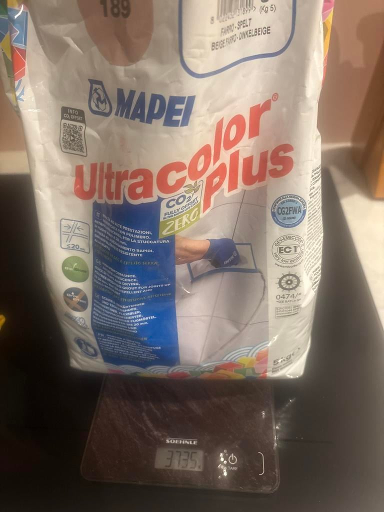 Mapei Ultracolor Plus Voegmortel - 189 (3.735 kg), Gebruikt, Overige typen, Minder dan 5 m², Overige materialen