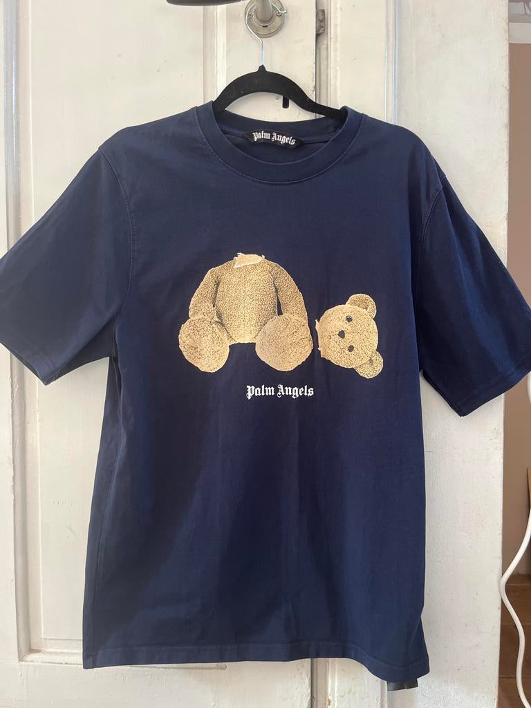 Palm Angels T-shirt met teddybeer print - Maat M, Ophalen of Verzenden, Zo goed als nieuw, Maat 48/50 (M), Blauw