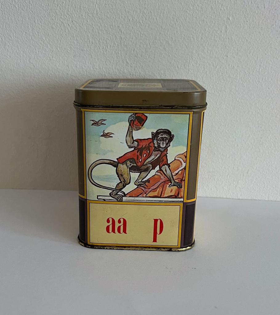 Vintage nostalgisch Aap Noot Mies blikje oude blikken, Ophalen of Verzenden, Gebruikt, Overige