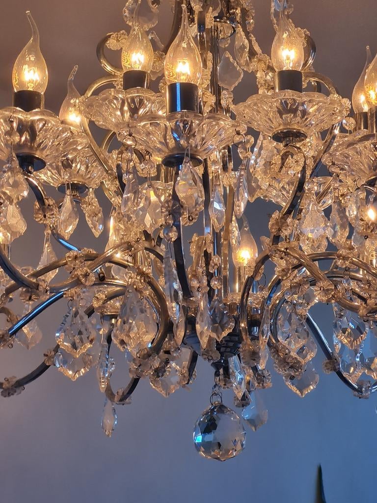 Prachtige zware kroonluchter met glas kristallen., Ophalen of Verzenden, Zo goed als nieuw, Glas