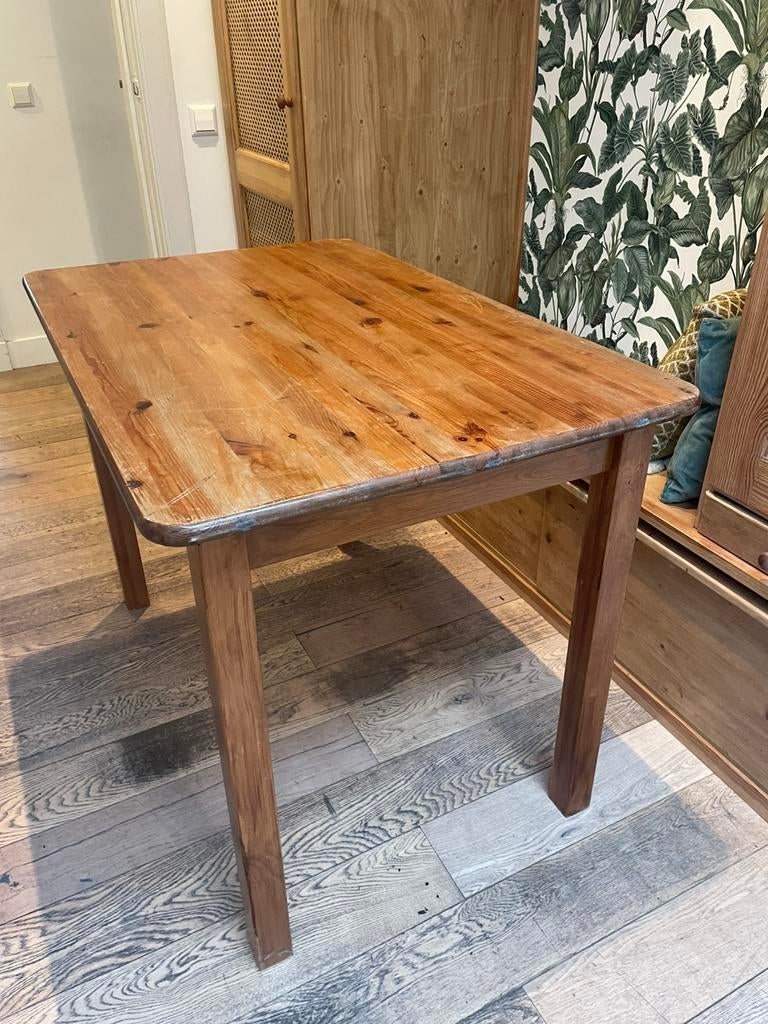 Houten (eet)tafel/bureau 110 x 70 cm vintage Ikea, 100 tot 150 cm, Zo goed als nieuw, Rechthoekig, 50 tot 100 cm