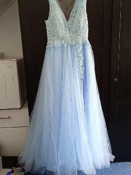Lichtblauwe gala jurk, Galajurk, Blauw, Maat 42/44 (L), Ophalen of Verzenden