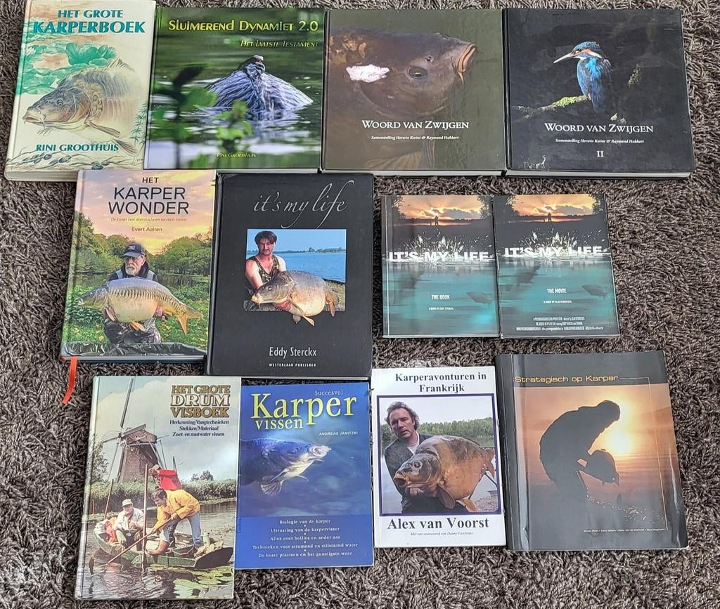 Grote collectie karpervisboeken (12 stuks), Ophalen of Verzenden, Zo goed als nieuw