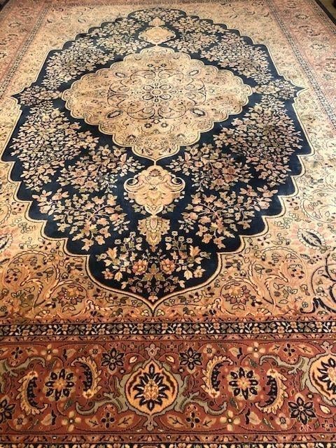 Groot vloerkleed- Perzisch tapijt vintage oudroze 350x240, Huis en Inrichting, Stoffering | Tapijten en Kleden, Crème, 200 cm of meer