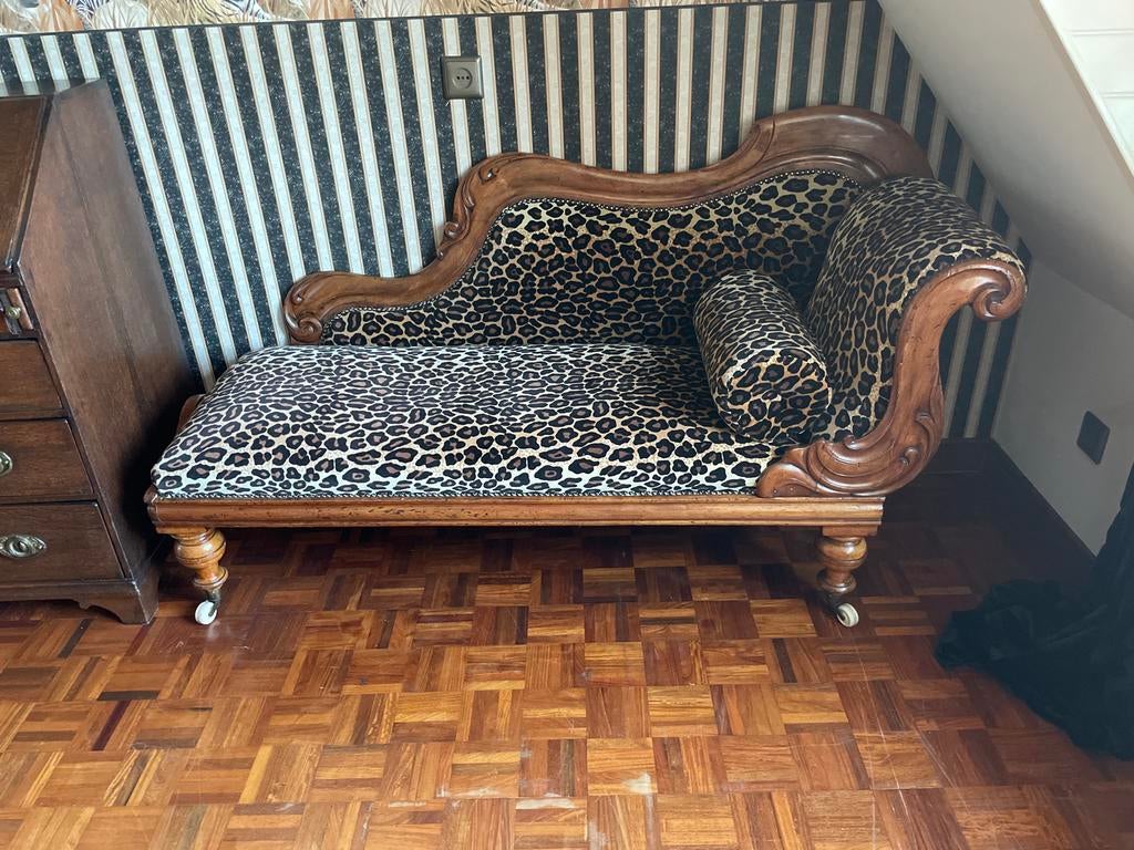 Luxe Chais Loungebank met Luipaardprint, Huis en Inrichting, Banken | Sofa's en Chaises Longues, Ophalen, Gebruikt, Eenpersoons
