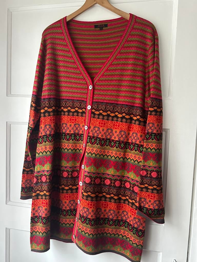 kleurrijke noors gebreide set patronen vest jurk L 40, Kleding | Dames, Truien en Vesten, Ophalen of Verzenden, Zo goed als nieuw