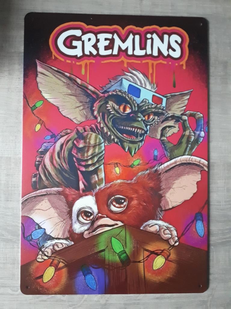 Gremlins 20x30 cm Reclamebord, Verzamelen, Ophalen of Verzenden, Nieuw, Reclamebord
