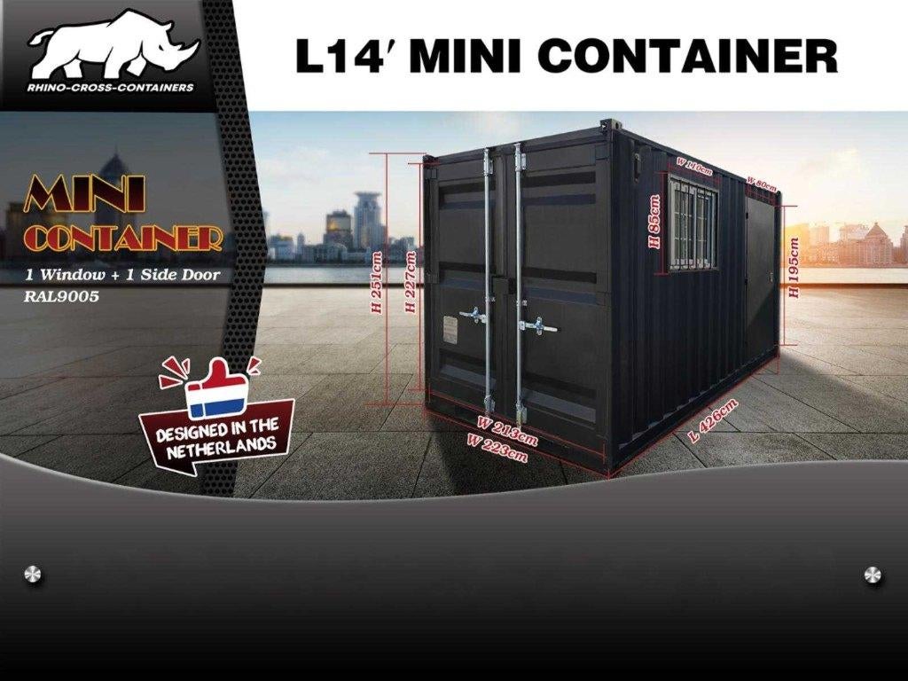 7,8,9,12,14,16,20 ft Zwart Mini container met deur en raam‼️, Zakelijke goederen, Ophalen