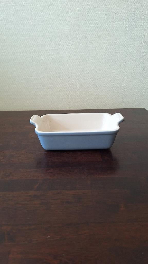 LE CREUSET ovenschaal schaal blauw rechthoek 20cm lang, Huis en Inrichting, Keuken | Servies, Overige materialen, Gebruikt, Ophalen of Verzenden