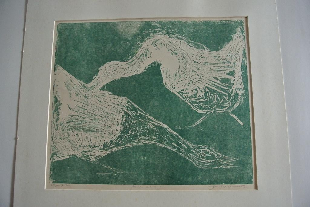 jan bezemer 2 ganzen, Antiek en Kunst, Kunst | Litho's en Zeefdrukken, Ophalen of Verzenden