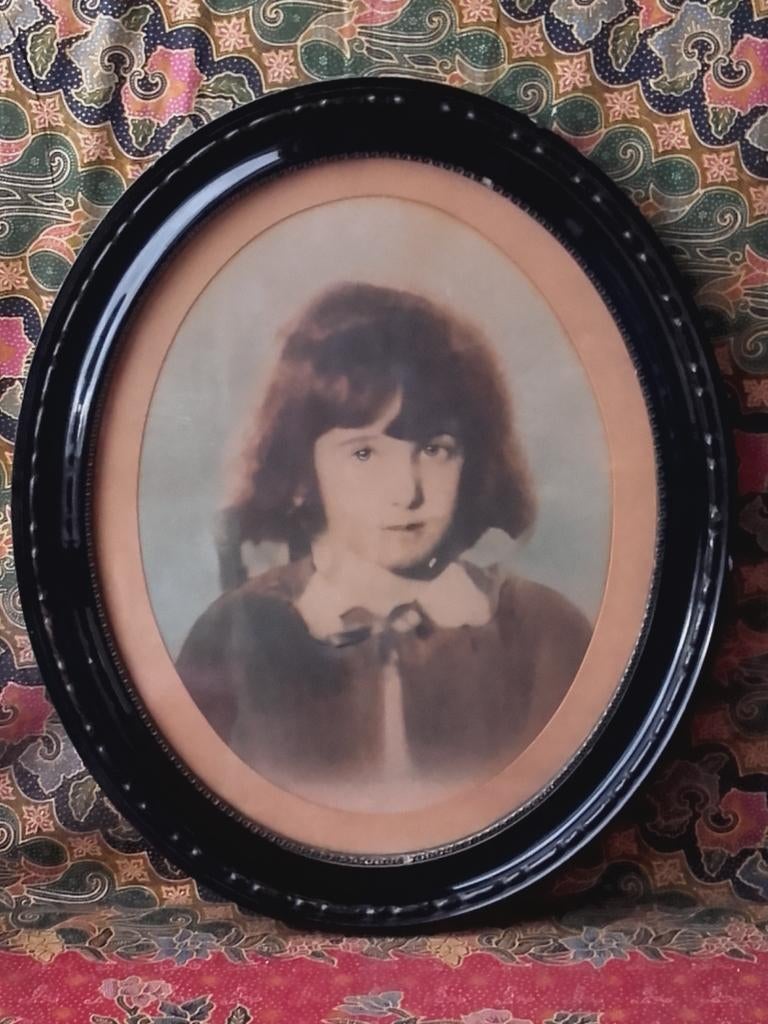 Antiek ingelijst portret uit Engeland aquarel op foto 59 cm., Ophalen of Verzenden